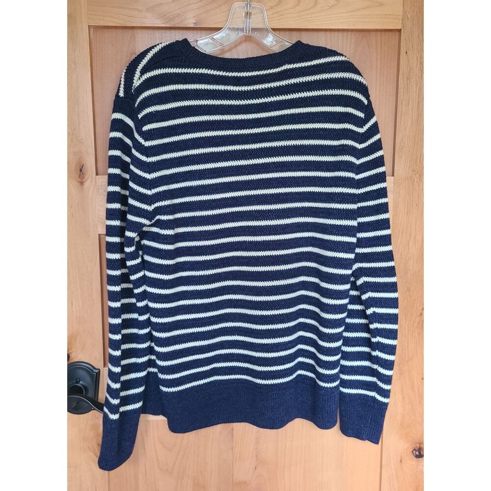 J Crew Linen Cotton Blue Breton Stripe French Sailor Sweater‎ MEDIUM Nautical